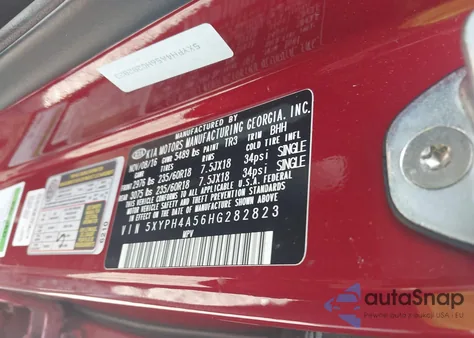 2017 Kia Sorento 3.3L Ex z USA, uszkodzony, nr VIN 5XYPH4A56HG282823